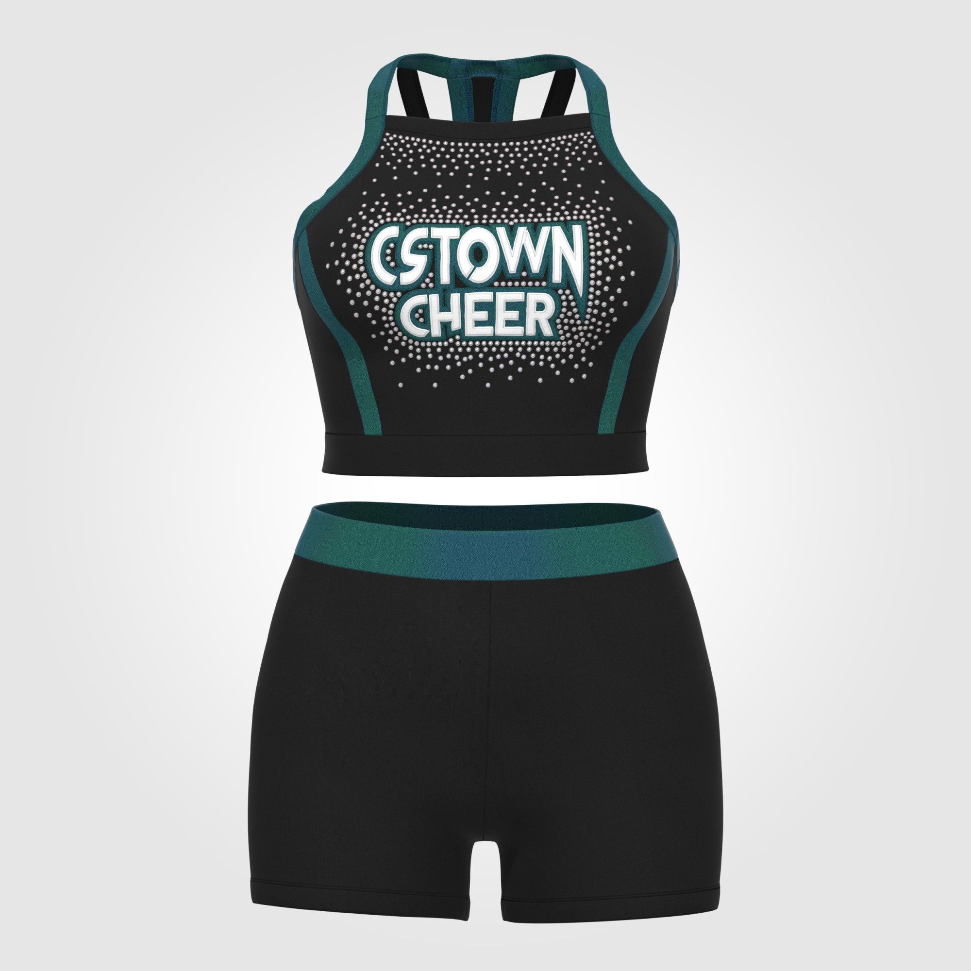 adult green plus size cheerleader costume CSTOWNCHEER